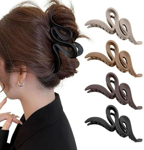 4 Stück Haarklammer Groß, 13cm Wellenform Haarspangen Damen Dickes Haar, Rutschfestes Haar Jaw Clips, Große Haarklammern für Dünnes Dickes Haar Haarstyling Zubehör für Frauen Mädchen
