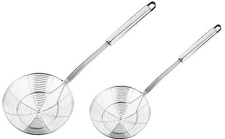 Cabilock 2piezas Colador Espumadera De Acero Inoxidable Espumadera De Alambre Espiral Para Freír y Cocinar Accesorio De Cocina Para Escurrir y Servir Sartenes Inox