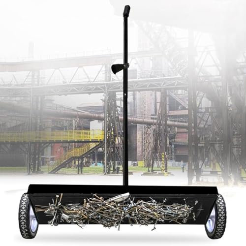 LBMED Balayeuse Magnétique 25,7 Pouces avec Roues, Outil Ramassage Magnétique 1500Gauss avec Démagnétisation Manuelle,ramassage180° sans Angles Morts,Peut Libérer des Matériaux Métalliques,pour Clous