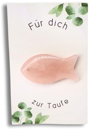 Milaboo® Taufgeschenk – Rosenquarz Edelstein -Fisch 3-4 cm als Glücksbringer zur Taufe (Taufe)