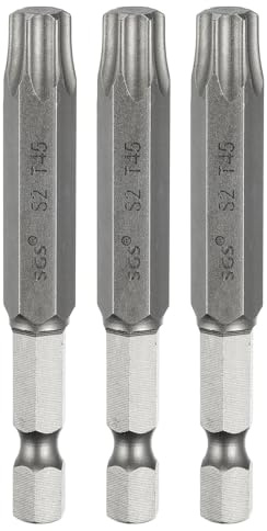 QUARKZMAN 3Pcs Punta A Stella T45 Per Cacciavite A Impugnatura Esagonale 1/4 Lunghezza 2.6 (65mm) Punta Magnetica Senza Foro Anti-Manomissione 6 Punte A Stella Per Trapano In Acciaio.