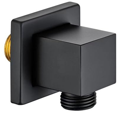 Uscita murale quadrata in ottone massiccio con angolo da 1,27 cm per raccordo di tubo della doccia, nero