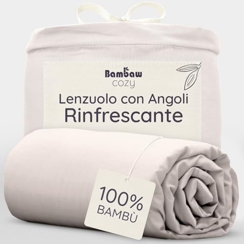 Bambaw Bamboo Fitted Sheet King Size 150x200 cm, Deep Pocket 35 cm, Cooling Sheets for Night Sweats, 100% Bamboo Viscose Bedding, Anti Bacterial & Hypoallergenic Bedding, King Size Bed Sheet (Sand)