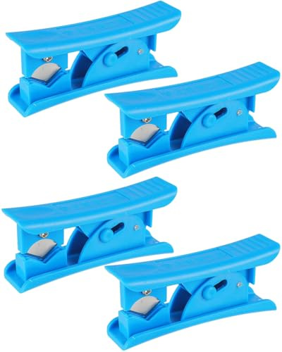 JUKOTA Lot de 4 coupe tuyau, coupe tube en plastique économique en caoutchouc pour silicone PVC PU en nylon tube, jusqu'à 12mm OD, Bleu