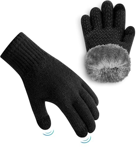 ineepor Gants Hiver Enfant en Alpaga Double Couche Gants Chaud Enfant avec Doublure Polaire Isolante et Chaude pour Garçons et Filles 3-12 Ans