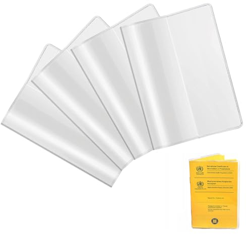 VQBKHO 4 Stück Impfpass Hülle, Transparent PVC Schutzhülle Wasserdicht Reißfest Impfausweis Hülle Impfkarte Schutzhülle Passend für 93x130mm Neuer Impfpass Erwachsene Kinder Reisen Haustiere