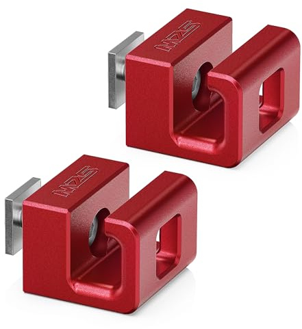 MZS Slide Rail Hooks for Rear Trunk Cargo Luggage Lashing Rail Compatible with X3 X4 X5 X6 Hybrid, Aluminum Tie Down Anchors Replace 51477146024 51473400537 51477331198, Small Size, Red, 2Pcs