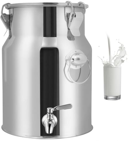 Bidon Inox Avec Robinet,Bidon a Lait Ancien Pour Huile Et Aliments Pour Stockage,Capacity-9L