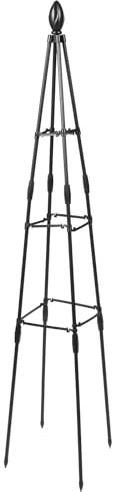 WRITWAA Traliccio per Piante Rampicanti da Giardino e Vaso Supporto Robusto in Metallo 120 CM Struttura a Piramide Quadrangolare per Piante da Appartamento e Giardinaggio