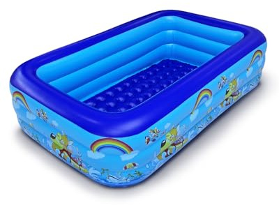 Paddling Pool, Cartoon Pattern Ground Inflatable Swimming Pool Toy, sized 82.7 inches × 53.2 inches × 21.7 inches, Paddling Pool for Children and Adults, Suitable for Backyard Indoor