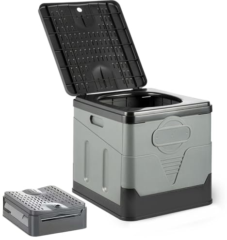EVERGOODS Camping Toilet Portable Camping Toilet for Adults – Compact Foldable Travel Potty with Lid, 26x31x30cm, Lightweight & Easy-to-Clean for Car, SUV, Boat, RV, Hiking, Beach, Road Trips & Outdoo