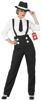 Fun Shack Mafia Kostüm Damen Gangster, Gangsterbraut Kostüm Damen, Pantomime Kostum Frauen, 20er Jahre Anzug, Halloween Kostum Frau, Karneval & Fasching, L