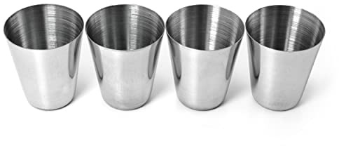 Ganzoo Edelstahl Shot-Gläser 25ml in Silber, 4er Set Stamperle Schnaps-Becher, bruchsicher statt Glas, spülmaschinenfest, rostfrei, geschmacksneutral, für Party, Grill-Abend, unterwegs