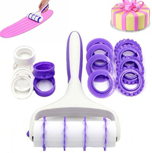 GS DIY Backwerkzeuge Fondant Streifen Band Cutter Präger Roller Sugarcraft Kuchen Dekorieren Werkzeug Set