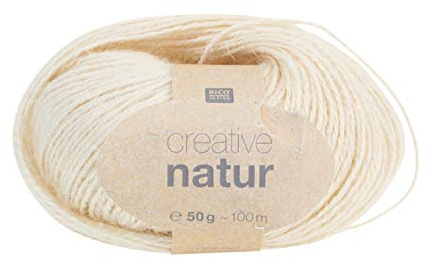 Rico Wolle Wollgarn Creative Natur 50 g Hanf Stricken Häkeln DIY basteln Creme