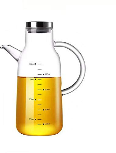 XiaoShenLu Distributeur d'huile d'olive, Bouteille d'huile de Verre à Haute teneur en Borosilicate, 750ml