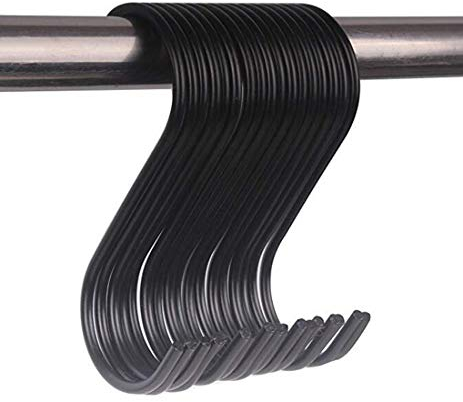 Repuhand S-Haken, Schwarz, S-Haken, Edelstahl, Schwarz, Metallic, für Küche, Badezimmer, Schlafzimmer und Büro, 20 Stück