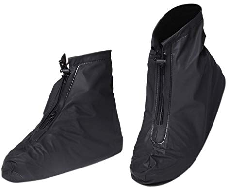 Celucke Überschuhe Fahrrad Wasserdicht Regenüberschuhe mit Reissverschluss Regen Schuhüberzieher Anti-Rutsch Regenschutz Schuhe Mehrweg Überziehschuhe für Männer und Frauen