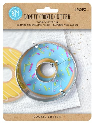 R&M Donut Cookie Cutter, Round with Hole Cut Out. Stainless Steel, 3 Inches