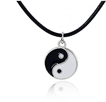 LAFATINA Yin und Yang Anhänger Kette Halskette für Herren Damen Taichi Halloween Weihnachten Freundschaft Anhänger Kette