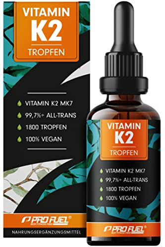 Vitamin K2 Tropfen hochdosiert 1800x (50ml) - 200 µg Vitamin K2 MK7, Pharmaquinone® Premium Vit. K2 hochdosiert mit 99,7+% all-trans-Gehalt - laborgeprüft mit Zertifikat - 100% vegan