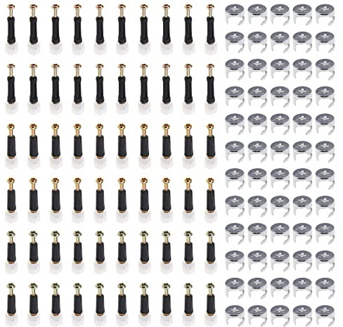 ECSiNG 60pcs Furniture Connecting Cam Lock Fittings with Dowel Cam Lock Connectors Furniture Fastener Screws Nut for Wardrobe Cabinet Drawer 3-in-1 Hardware Connectors