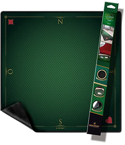 WOGAMAT Officiel - Tapis De Carte À Jouer Luxe Vert pour Tarot, Poker, Contrée, Coinche 60X60Cm– Neoprene Epais Et Antiderapant sur Tout Type De Surface –Glisse des Cartes Parfaite Tout Type De Jeu