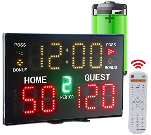 YZ Tabellone segnapunti elettronico a Batteria con cicalino, tabellone segnapunti Digitale da Tavolo Portatile con Telecomando, da Parete Professionale punteggio Score Keeper per Multisport Indoor