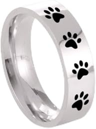 Amaxer Ring mit Tierpfotenabdruck für Männer und Frauen, schöner Bär, Hund, Katze, Fußabdrücke, Edelstahl, Statement-Band, Fingerringe, Schmuck, Geschenke