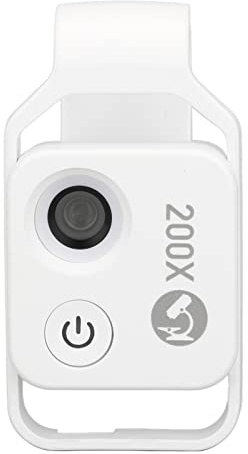 Phone Microscope with CPL, 200X Phone Mini Pocket Microscope, Clip Design Phone Microscope with LED Light CPL for Jadestone Metal (White)