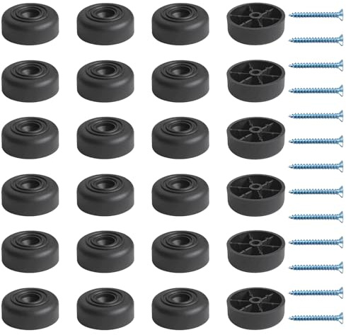DBALL 24 Stück Möbelbeine Rund Möbelfüße 33 x 13 mm mit 25 Stück Schrauben Kunststoff Füße Set für Möbel Schrank Sofa Stuhl Couchtisch TV-Schränke Schubladen Nachttisch (Schwarz)