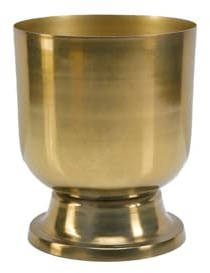 Serene Spaces Living 6.5 Kanchan Pedestal Urn Vase, Gold Metal Vases for Centerpieces, Home Decor, Wedding, Parties, Floral Arrangements, Cachepot, Potpourri, Catchall