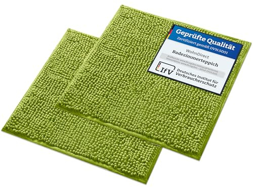 WohnDirect Badematten Set 2 teilig - Grün 45 x 45 cm - rutschfest & Waschbar - Badvorleger, Badezimmerteppich, WC Vorleger