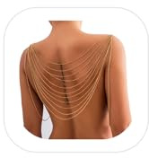 Multi-Layered Shoulder Body Chain Jewelry,Summer Tassel Bra Body Chain Bikini Back Chain Necklace Sexy Festival Rave Shoulder Chain Bridal Wedding Backdrop Jewelry for Women (Gold)