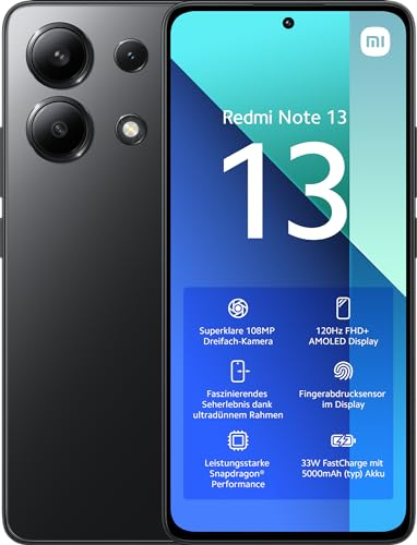 Xiaomi Redmi Note 13 Smartphone, 8+128GB, Handy ohne Vertrag, 6,67 FHD+ AMOLED Display, 5.000 mAh, 108MP Kamera, Dual-SIM, Tarnish