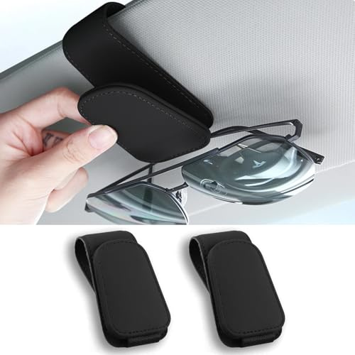 SteelFever Brillenhalter für Auto Sonnenblende, Brillenhalter für Auto, Sonnenbrillenhalter Auto, Magnetische Auto Visier Brillenhalter,Sonnenbrillen Halterung/Ticket-Kartenclip (1, Schwarz)
