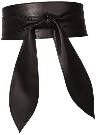 harayaa Breiter Damengürtel, Obi-Gürtel, dekoratives Taillenband, Boho, stilvoller Damen-Wickelgürtel zum Selbstbinden für Kleidung, Mantel, Kleider, Schwarz
