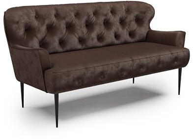 CAVADORE 2,5-Sitzer Küchensofa Amba, Trendige Sitzbank für Küche oder Esszimmer / 173 x 97 x 87 / Hochwertiges Mikrofaser: Braun