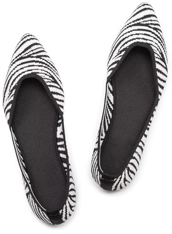 Frank Mully Zapatos planos para mujer, zapatos planos clásicos con punta puntiaguda, zapatos de noche de punto, zapatos planos suaves para mujer, cómodos y elegantes, rayas, 35 EU