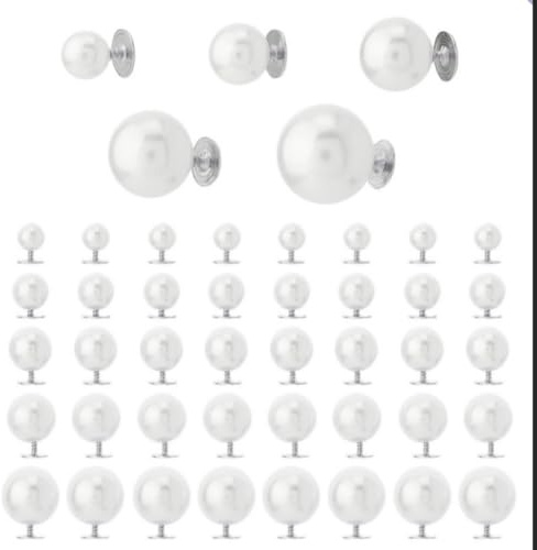 SUPERFINDINGS 100 pz 5 dimensioni Spilla Bottoni con Perle Rivetti di Perle Bottoni Senza Cucitura Perle Finte Bottoni A Vite Bottoni Rimovibili Riutilizzabili Spille di Perle per Cappotto Abito Borsa