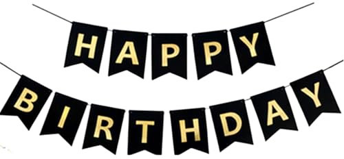 Ruzister Alles Gute zum Geburtstag-Banner-Schild „Happy Birthday“-Wimpelkette, Banner-Girlande für Kinder, Mädchen, Frauen, Geburtstag, Teeparty(White/Gold)