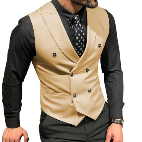 Mcoskly Men's Men's Double Breasted Suit Vests Casual (pack of 1)