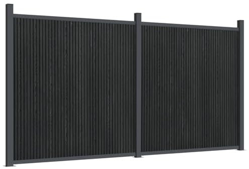 Tidyard Zaunelement, Gartenzaun mit Aluminiumpfosten Bodenplatte, Sichtschutzzaun 353x186 cm für Garten Terrasse, Lamellenzaun Windschutzzaun,Grau WPC