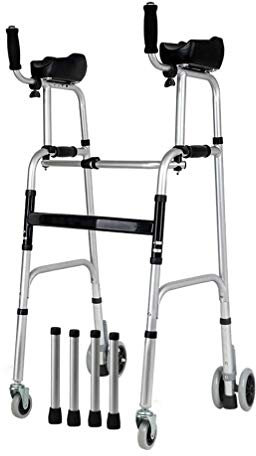 Andador con ruedas para adultos, andadores estándar, andador con ruedas con 4 ruedas, plegable para personas mayores, ayudas para caminar, ligero, soporta hasta 440 libras, ajustable, compacto, deco
