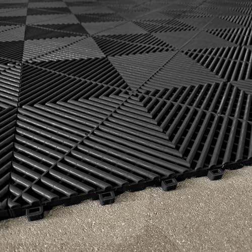 34x Bodenfliese für Werkstatt Halle Garage Showroom Schwarz 40x40cm = 5,44m²
