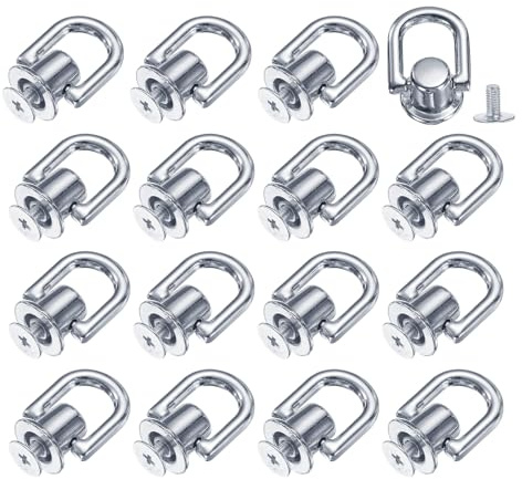 QUARKZMAN Rivets à Tige Sphérique Métallique D Ring, 16 Pcs Boutons à Tige Sphérique Rivets Avec Vis pour Connexeur de Chaîne de Sac Artisanat en Cuir DIY (Argent)