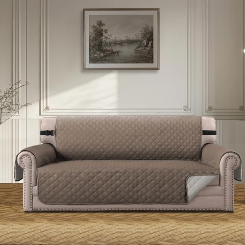BellaHills Housse de Canapé 3 Places,Protege Canape Impermeable Anti-Poils et Anti-Taches, Lavable Machine, Protection Sofa Animaux,Taupe