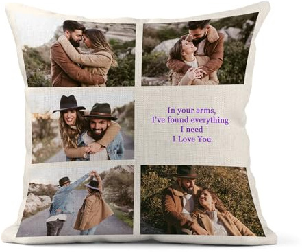 Print Maniacs Personalised Cushions with Photos, Customised Pillow with Pictures, Custom Photo Throw, Customise Cushion, Personalised Christmas Photo Gifts for Kid, Baby, Pet, Family