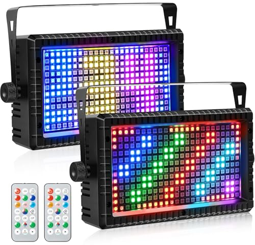 ZKYMZL Strobe Lichter 288 Stück RGB 3-in-1 LED Bühnenlichter DJ-Lichter DMX-Beleuchtung mit Fernbedienung & Klangaktivierung für Konzerte, Partys, Kirchen, Hochzeiten, Clubs...(2 Stück)