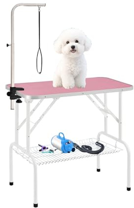 Baohe-32 Inch Dog Grooming Table - Pet Grooming Table - Foldable, Adjustable Arm, Portable, Non-Slip Grooming Table for Dogs at Home
